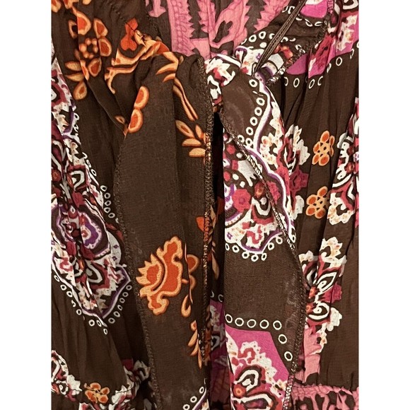 Boho Polyester Design Bay Studio Career Size Small Top Brown Blouses For Women - Picture 7 of 16